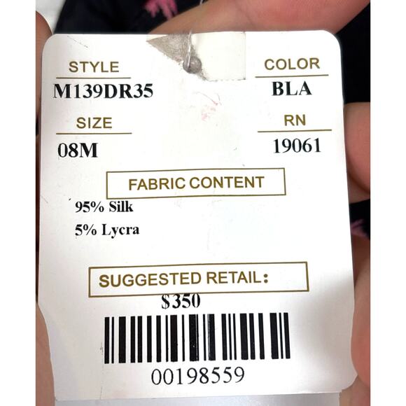 Doncaster Womens 8 Black Pink Floral Silk Sleeveless Work Party Midi Dress NWT - Picture 4 of 6